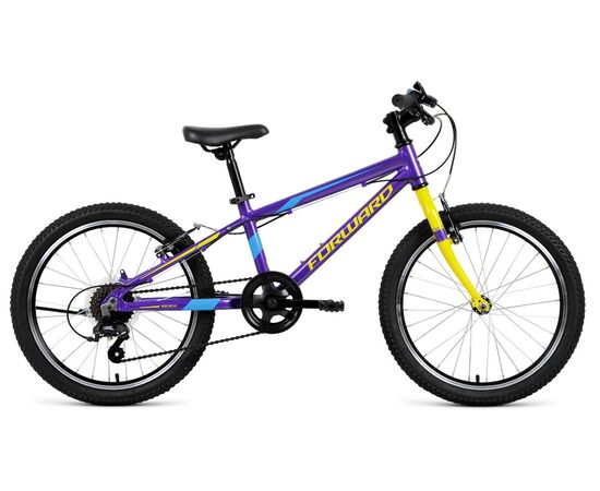 Детский велосипед Forward RISE 20 2.0 (фиолетовый/желтый), Цвет: фиолетовый, Размер рамы: 10,5"