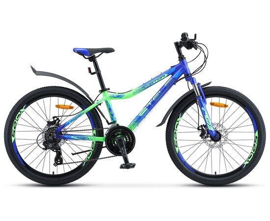 Подростковый велосипед Stels Navigator 450 MD 24" (синий/неоновый-зеленый)