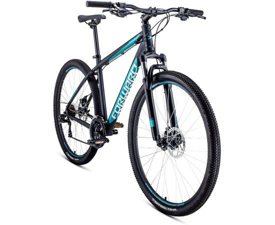 Велосипед Forward APACHE 29 2.0 disc (черный/бирюзовый), Цвет: черный, Размер рамы: 19", изображение 2