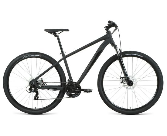 Велосипед Forward APACHE 29 2.2 S disc (черный матовый/черный), Цвет: Серый, Размер рамы: 19"