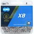 Цепь велосипедная KMC X8 1/2''x3/32''x116L 8 скоростей (серебристая)