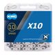 Цепь велосипедная KMC X10 1/2''x11/128''x116L 10 скоростей (серебристый/черный), Количество звеньев: 116, Замок цепи: замок